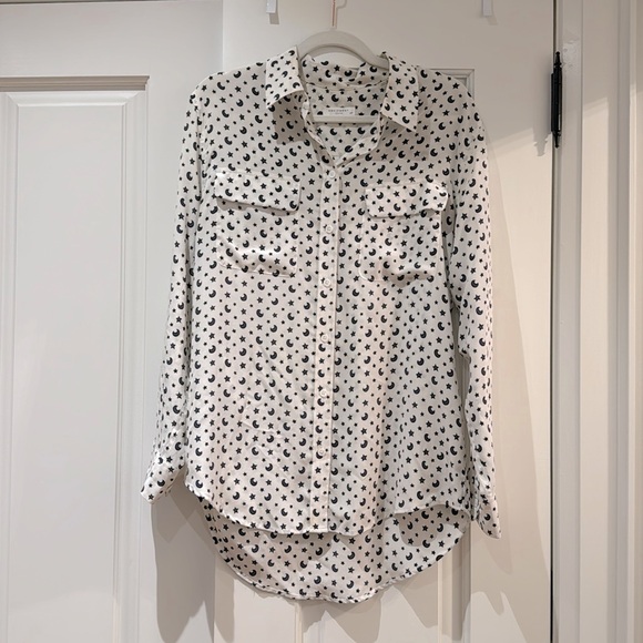 Equipment White Silk Button Down with Stars and Moons - Size Small - Picture 3 of 6